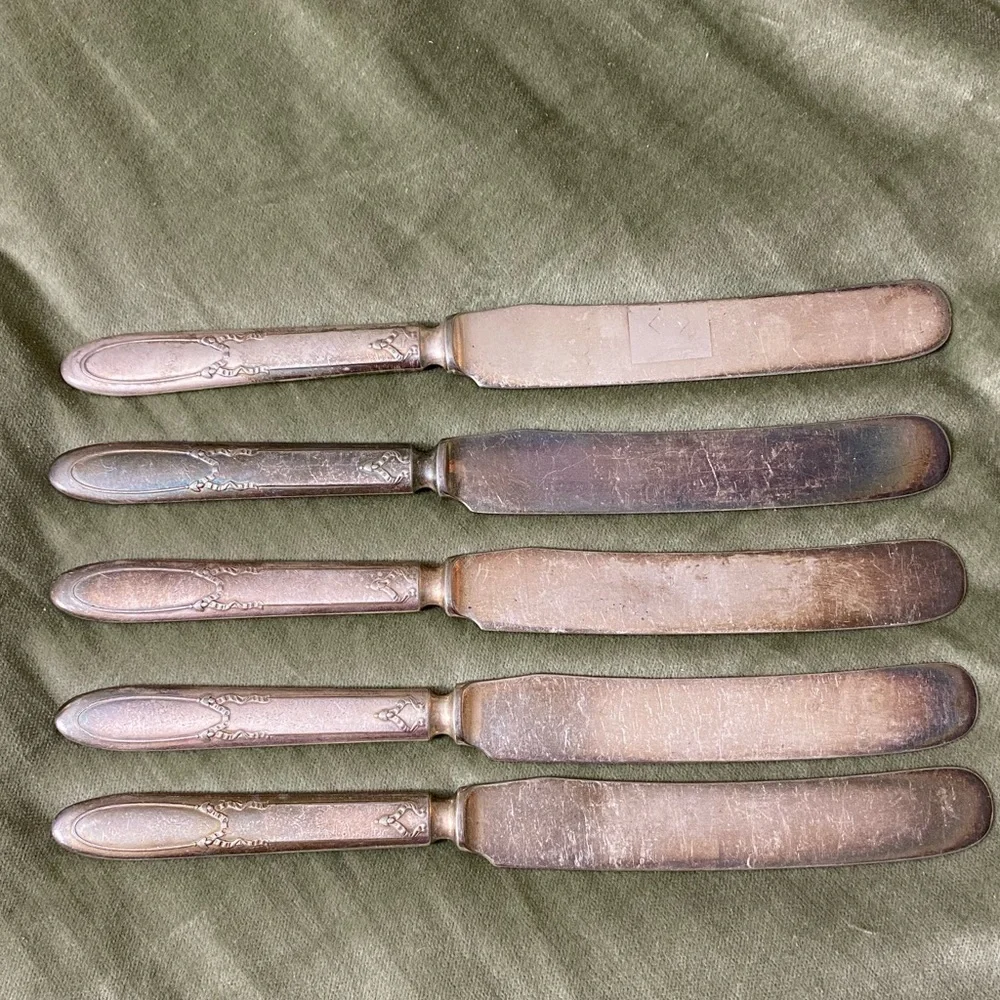 Yourex Associated Silver Co. Panama Dinner knives set of 5 Vintage OSK